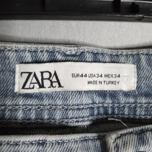 ZARA Women's Skinny Mid-Rise Ripped Distressed Medium Wash Denim Jeans Size 34 - Picture 9 of 9